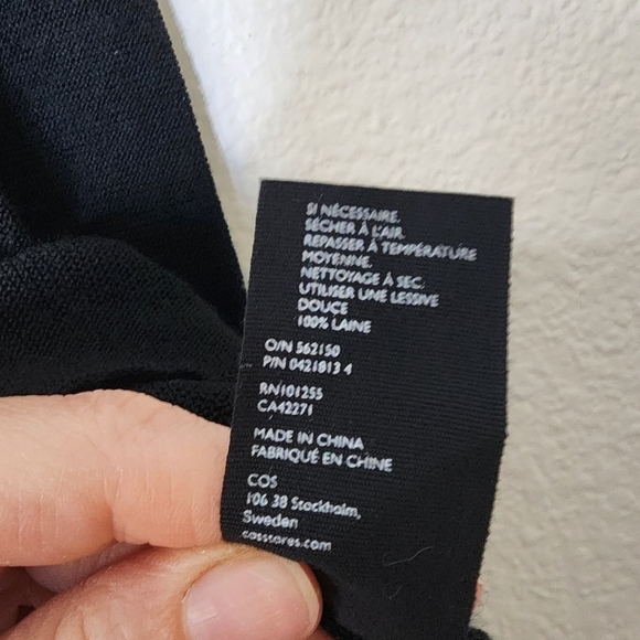 COS Black Mock Ruffle Collar Wool Sweater - Picture 6 of 6